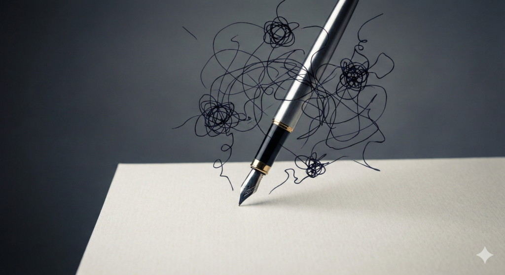 思考整理が苦手で書くときに思考がフリーズするイメージ