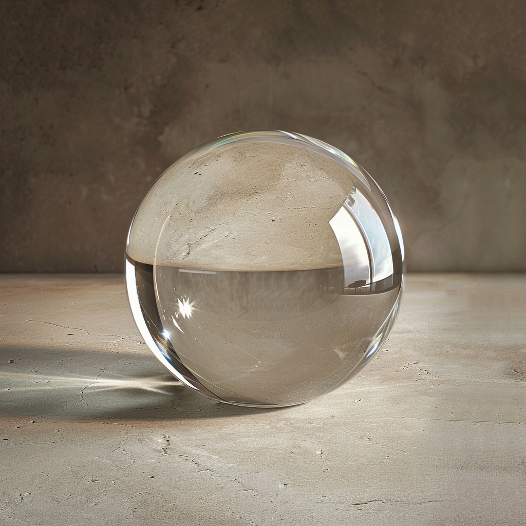 光を透過してきれいに輝く、透明で曇りのない一粒のクリスタル球