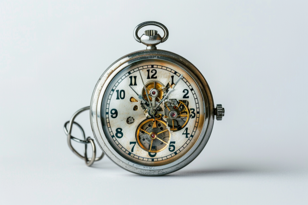 時間の有限さと管理の重要性を象徴する、精密なストップウォッチのクローズアップ